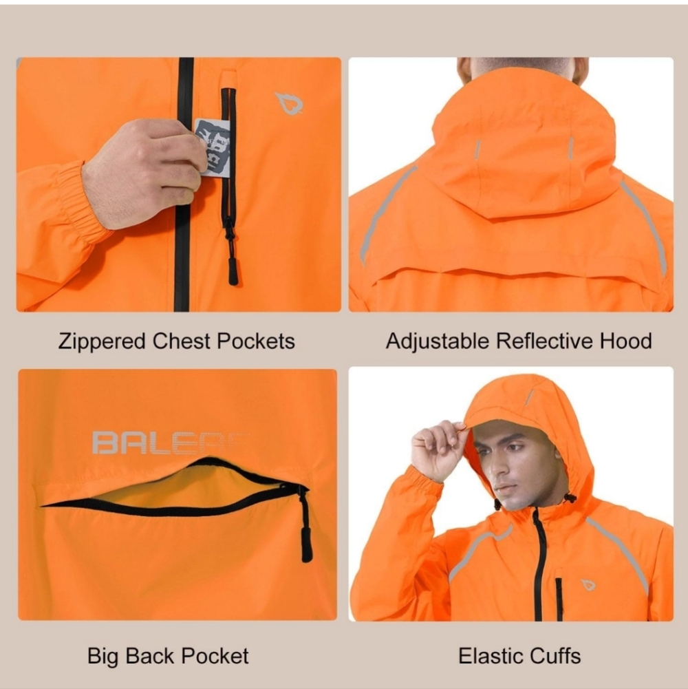 Waterproof Baleaf Orange Jacket with Black-refelective For Night Time, W… - Picture 12 of 14